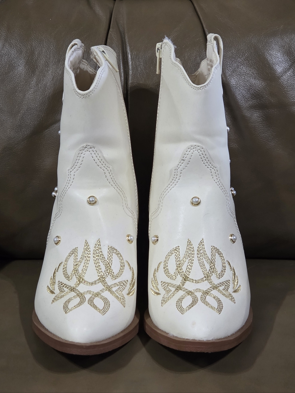 MIA Chyanne Gold Stitch Embellished Western Booties - Stylish Ankle Boots